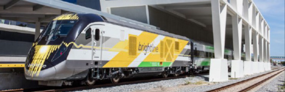 TRAINING ON: A Brightline train rests at a train station is a South Florida stop. 